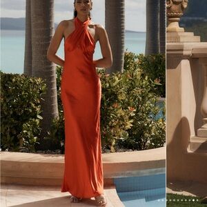 STUNNING red maxi gown - satin